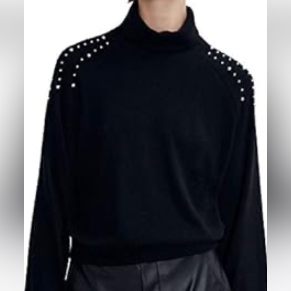 Zara embellished knit turtleneck sweater